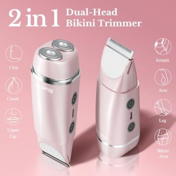 2 in 1 Electric Razors for Women Electric Shaver, Bluefair Bikini Trimmer for Wo - Picture 3 of 8